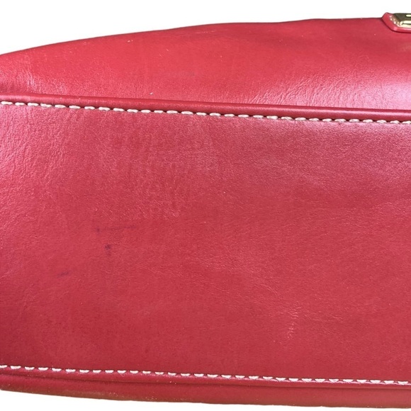 Tommy Hilfiger Tote Bag Red Logo Fabric Leather Trim Goldtone Hardware Chain - Picture 13 of 15